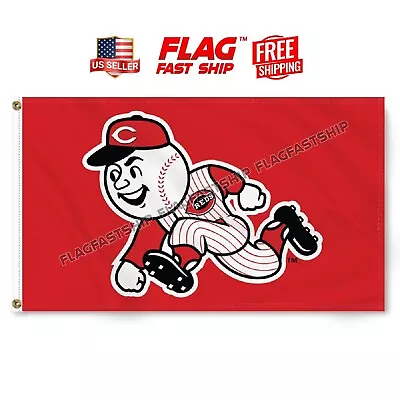 Cincinnati Reds Mascot 3x5 Ft Flag Banner MLB Logo Baseball FREE Shipping USA • $12.98