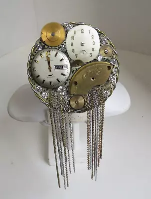 Large Vintage Watch Clock Parts Pin / Brooch With Dangles 6 1/2 Inches Long • $49.99