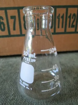 Vintage Pyrex 4980 Scientific Glass Erlenmeyer Flask 50 Ml Stopper 1 Steam Punk • $8