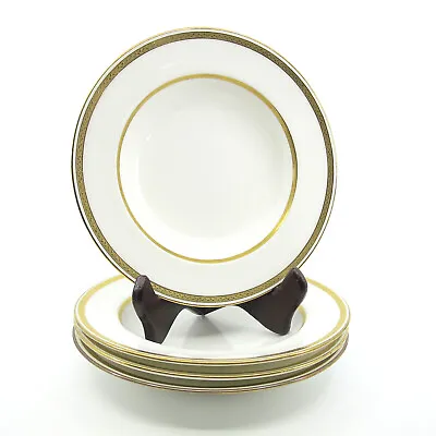 G8338 By MINTON For TIFFANY Gold Encrusted Set Of 4 Rimmed Soup Bowls Some Flaws • $185