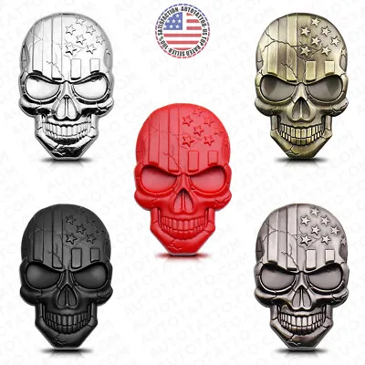 3D Skull Devil Death USA Flag Metal Car 3D Sticker Decal Punisher Emblem Sport • $10.99