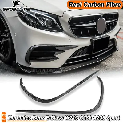 For Mercedes W213 C238 A238 Sport E43AMG REAL CARBON Front Bumper Splitters Fins • $253.92