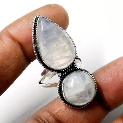 Rainbow Moonstone 925 Sterling Silver Plated Handmade Jewelry  Us Ring Size 8.25 • $13.99
