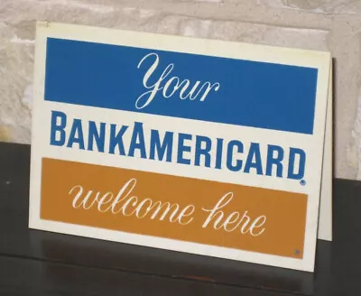 Vintage BANKAMERICARD Credit Card STAND UP DISPLAY Counter SIGN Point Of Sale • $1