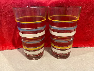 $18 • Buy Fiesta Ware 16 Oz Tall Striped Tumbler Drinking Glasses-- Set Of 2