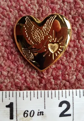 Variety Club Gold Heart Pin Brooch Peace Dove Design 1990s • £2