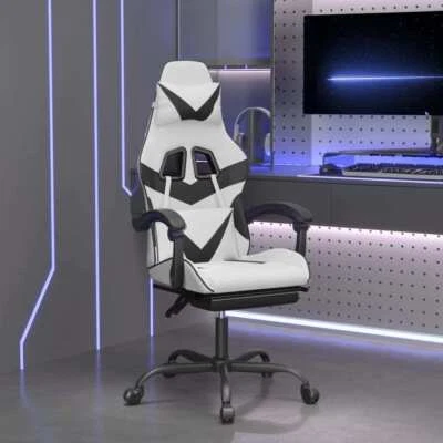 $131.95 • Buy VidaXL Gaming Chair With Footrest White And Black Faux Leather