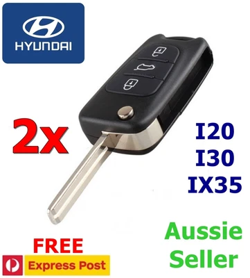 $69.90 • Buy 2x Hyundai I20 I30 IX35 Remote Flip Key Complete With Transponder 434mhz - ID46