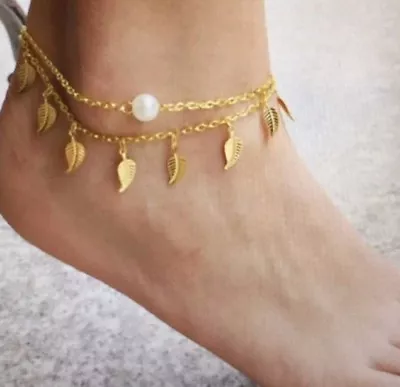 Vintage Anklets For Women Fashion Anklet Gold Leaf Peal Ankle Bracelet  • $9.99