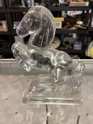 Vintage 1940s LE Smith Glass Horse Bookend Clear Glass Horse Decor • $22.50