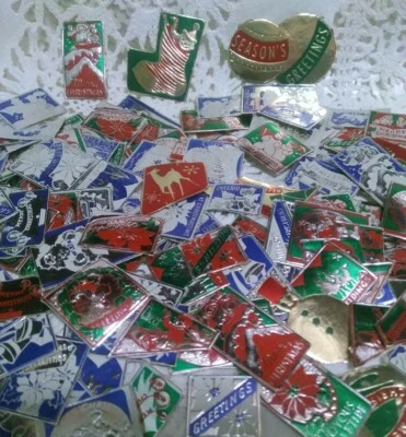 $27.95 • Buy 150 Vintage Christmas Foil Gummed Seals1930's- 1940's Santa Deer Snowmen Unused 