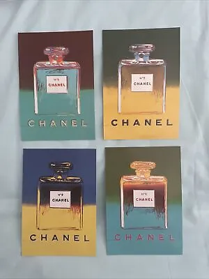 CHANEL No5 ANDY WARHOL Complete Set UK 1997 4 High Gloss Postcards With Gift Bag • £100
