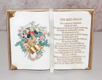 Vintage Resin Open Bible Psalm 23 Montefiori Collection Italy Design 8 ½” X 6 ½” • $14.95