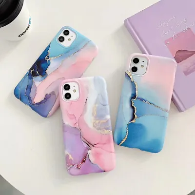 Marble Case For IPhone 15 14 13 12 Pro Max 11 XR Silicone Slim Watercolor Cover • $7.99