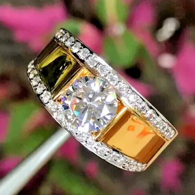 2Ct Round Cut Lab Created Diamond Men's Engagement Ring 14K Yellow Gold Plated • $160.99