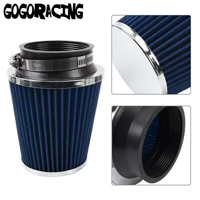 3  76mm Chrome Blue Inlet High Flow Cold Air Intake Dry Filter Cone Replacement • $12.08