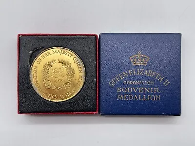 Queen Elizabeth Ii Coronation Souvenir Medallion In Original Box 1953 • £30.99