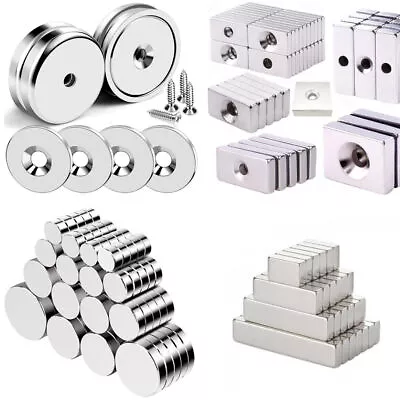 Super Strong Cylinder Rectangle Magnets Rare-Earth Neodymium Magnet W/Hole Round • $6.59