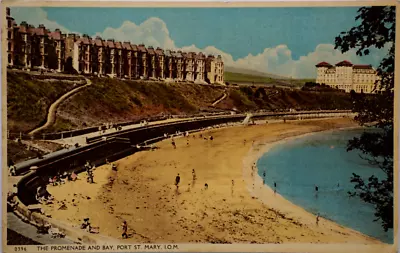 Postcard Port St. Mary Isle Of Man The Promenade And Bay Beach Seascape RPPC • £18.75