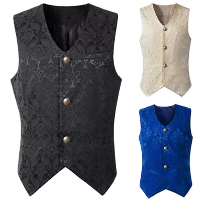 Mens Renaissance Cosplay Medieval Pirate Waistcoat Vest Top Noble Blazer Costume • $30.17