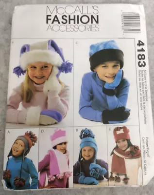 McCall's Sewing Pattern 4183 Childrens Winter Fleece Hats Scarves Mittens S M L • $5.99