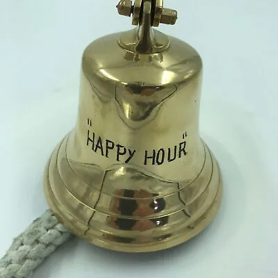 Vintage Ship Marine Nautical Solid Brass HAPPY HOUR Tiki Bar Tavern Bell • $29.98