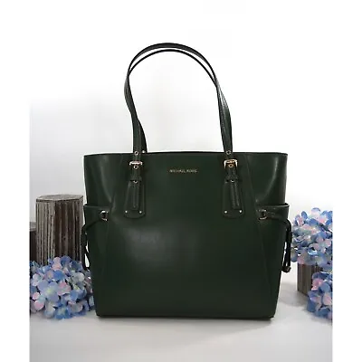 Michael Kors Moss Green Leather Voyager Medium Tote Bag NWT • $136.15