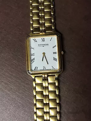 Vintage Wittnauer Gold Tone White Dial Men’s 6j Quartz Wristwatch Runs Great • $36