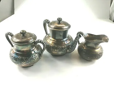 Antique Middletown Quadruplate Plate Hard White Metal 3 Piece Tea Set  • $59.99