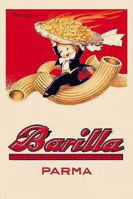 Barilla Pasta Kid Waiter With Macaroni Plate Food Vintage Poster Repro FREE S/H • $22.15