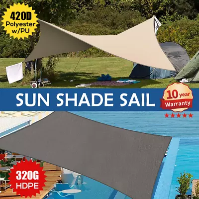 320GSM Extra Heavy Duty Sun Shade Sail Cloth Sand Triangle Square Rectangle AU • $64.99