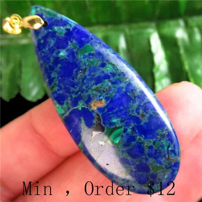 Malachite In Lapis Lazuli Teardrop Pendant Bead 54x20x7mm L36362 • $4.99