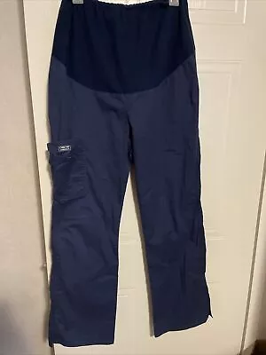 Cherokee Workwear Women's Maternity Scrub Pants Navy Blue Pockets Size M  EUC • $8.99