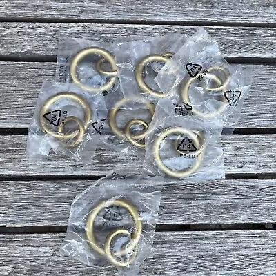 Pottery Barn Double Ring Curtain Rings Small .75 Diam Brass Set Of 7 NWOB • $34.95