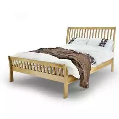 £529.99 • Buy Solid Oak Ashton Sleigh Bed Frame 4ft6 Double 5ft Kingsize Memory Foam Mattress