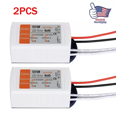 2pcs LED Driver Transformer Power Supply DC 12V 18W Adapter For LED Strip Lights • $11.39