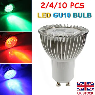 2/4/10Pcs GU10 3W Spotlight Energy Saving Light Bulbs LED Spot Lamp Bulb 4 Color • £18.99