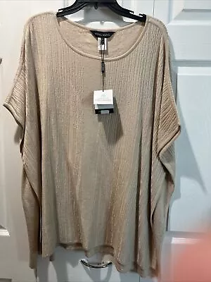 Ming Wang Ponch Sweater Top Round Neck Beige L/ XL • $37