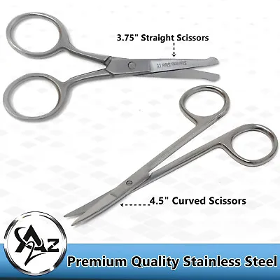 2Pc Straight & Curved Mustache Nose Ear Beard Hair Remover Scissors Trimmer • $8.99