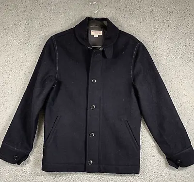 WALLACE & BARNES Wool Peacoat Full Zip Button Size XS Navy Blue • $89.95