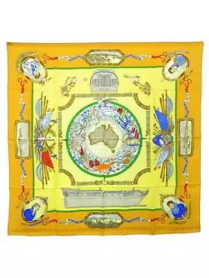 HERMES Scarf Carre 90 Vintage Yellow • $500.49