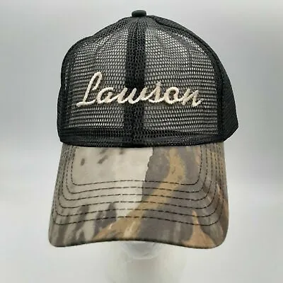 Lawson Hat Hunting Cap Snapback Camo Bill Black Mesh Embroidered Script New NWT • $19.99