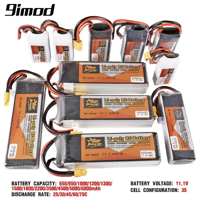 ZOP Power 3S RC Lipo Battery 11.1V W/ XT30 XT60 T Plug JST Plug For RC Car Boat • £31