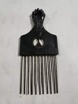 Vintage 1970's Afro Comb Hair Pick Raised Fist Peace Symbol Preowned • $19.99