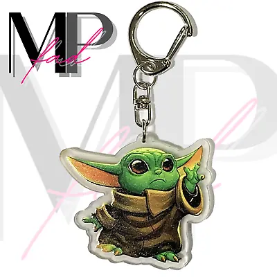 Baby Yoda The Mandalorian Acrylic Keychain Ring Lanyard Trigger Clip REACHED FOR • $8.98