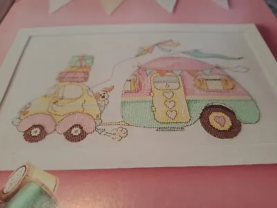Cross Stitch  Chart Campers Car Caravan Scene Chart Only Happy Camping • £1.50