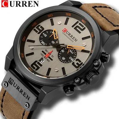 CURREN Men Watch Top Brand Men Military Sport Wristwatch Leather Quartz Watches • $19.57