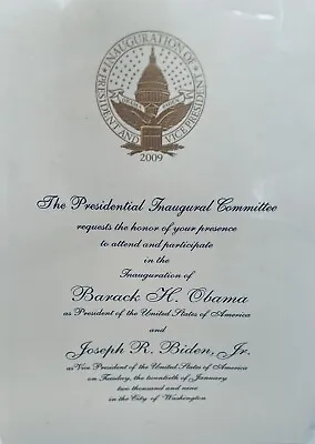 Official 09 Inauguration Invitation Barack Obama Pres  & Joseph Biden Vice Pres • $12.95