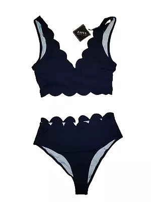 NWT ZAFUL FOREVER YOUNG 2 PIECE HIGH WAIST-blue SWIMSUIT!  SIZE 8 M • $19.99