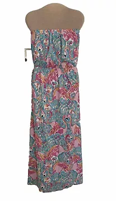 Lilly Pulitzer Marlisa Strapless Maxi Dress Peel & Eat Flamingo Pull On  Size XS • £48.25